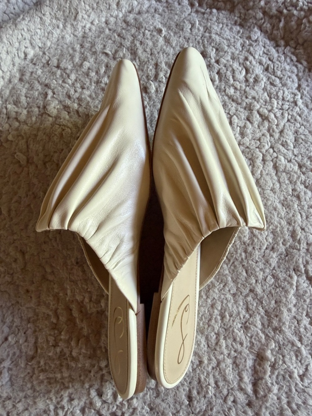 Sam Edelman Cream Ruched Backless Mules - Picture 4 of 6